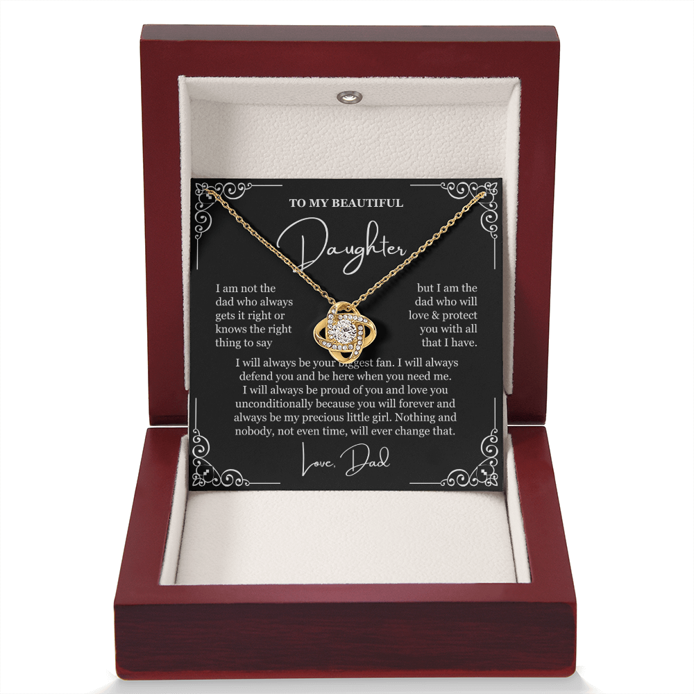 To My Daughter - Love Knot Necklace - Always My Precious Little Girl Message Card Gift