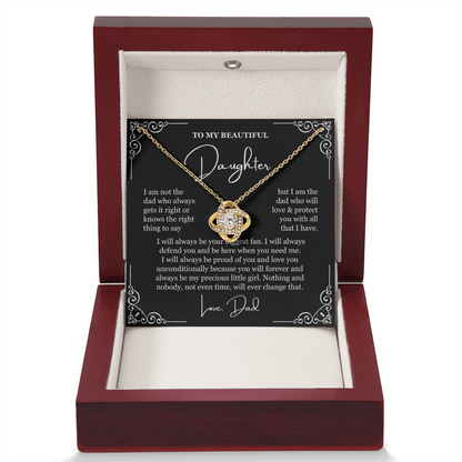 To My Daughter - Love Knot Necklace - Always My Precious Little Girl Message Card Gift