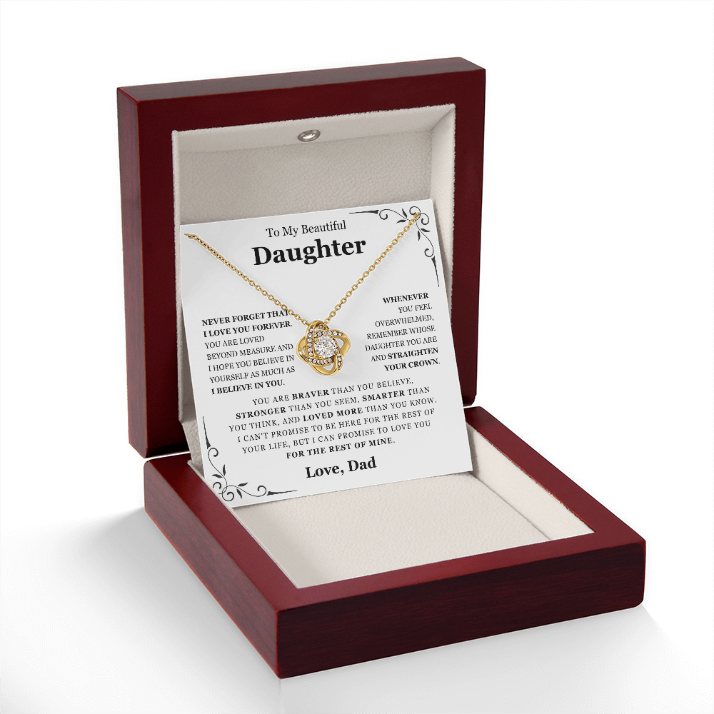 To My Daughter from Dad - Love Knot Necklace - Love You Forever Message Card Gift