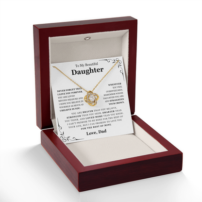 To My Daughter from Dad - Love Knot Necklace - Love You Forever Message Card Gift