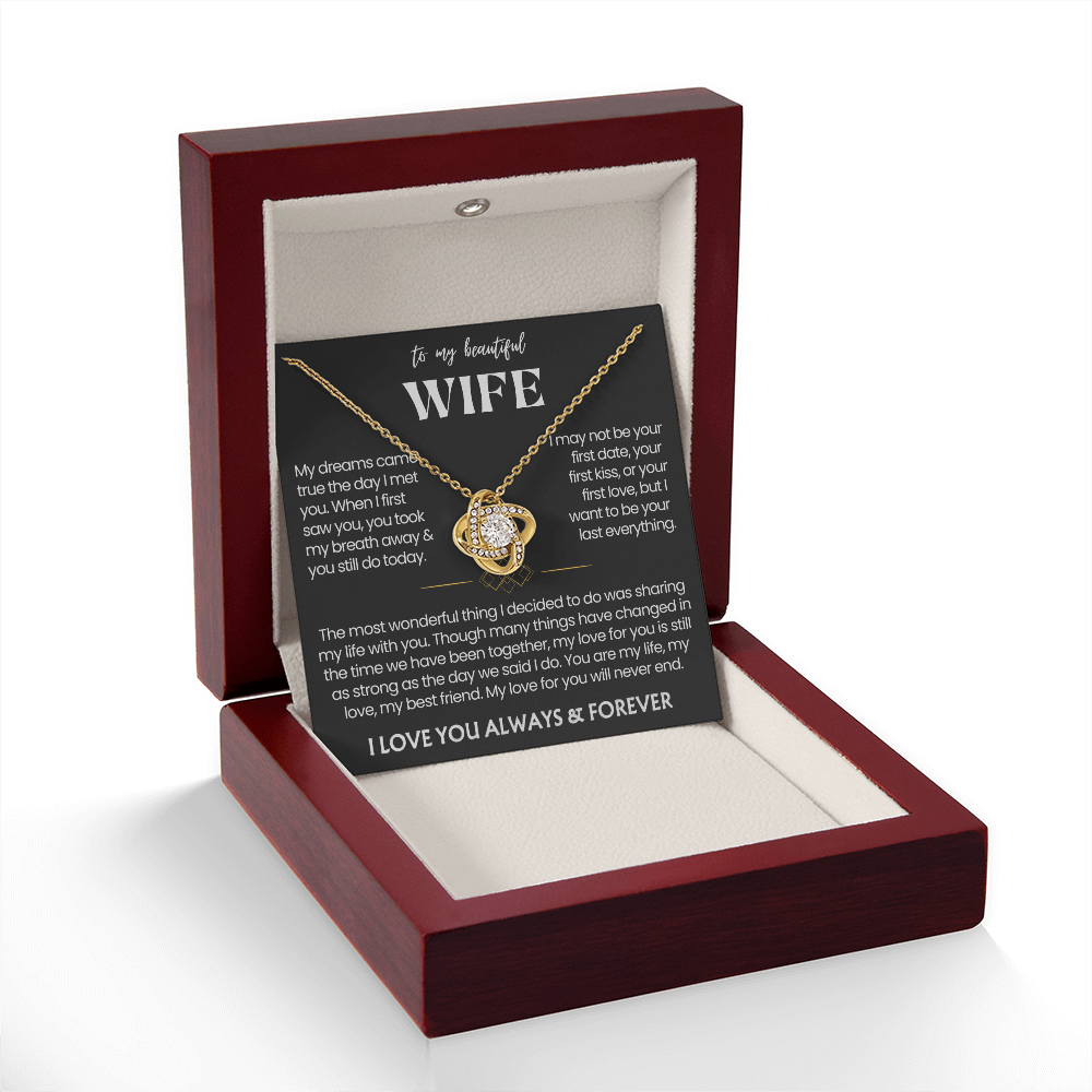 To My Wife - Love Heart Necklace - My Love for You Will Never End Message Card Gift