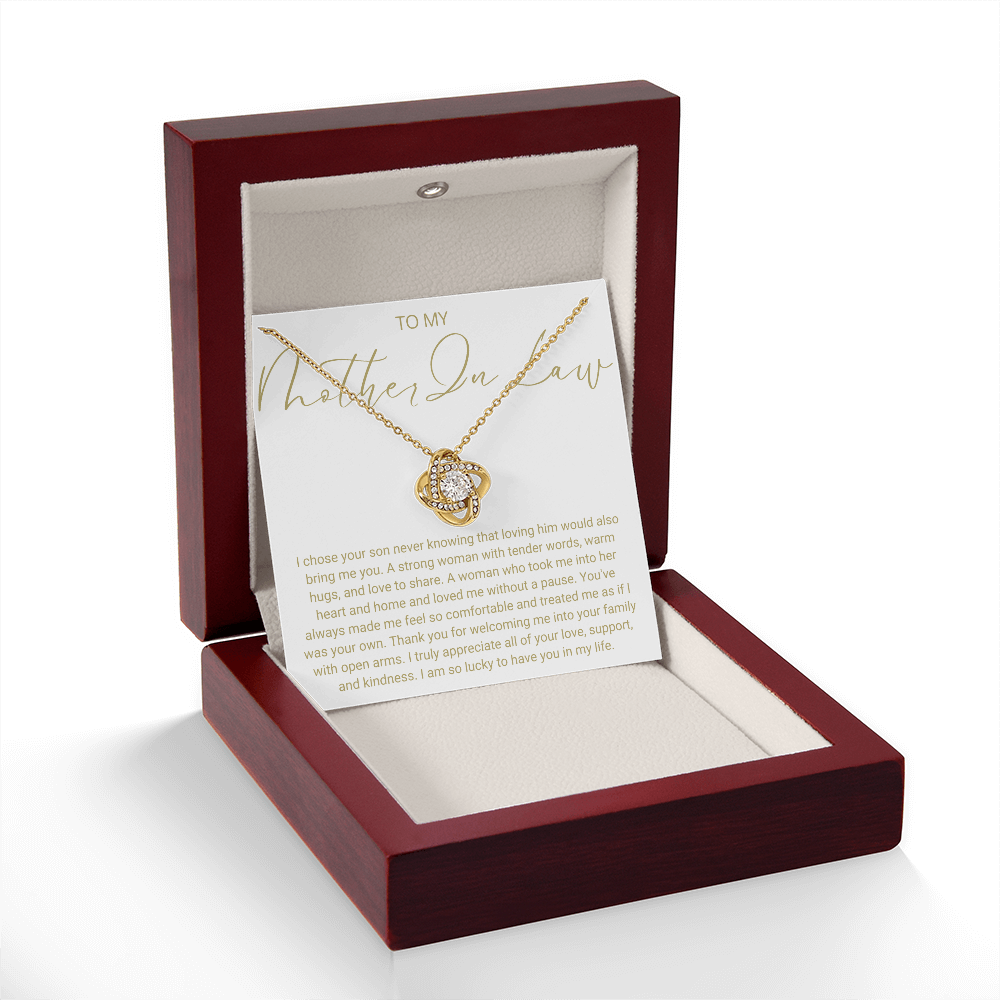 To My Mother In Law - Love Knot Necklace - Lucky To Have You Message Card Gift
