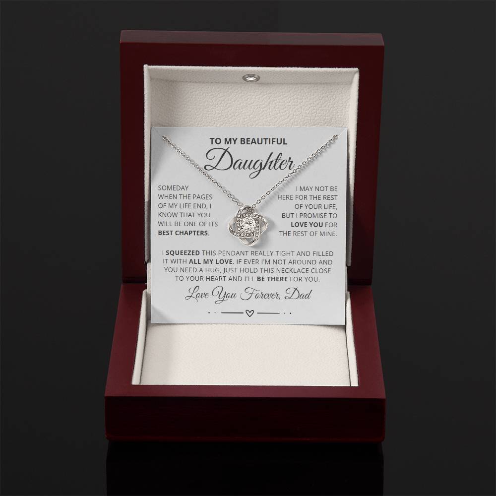 To My Daughter from Dad - Love Knot Necklace - I'll Be There for You Message Card Gift