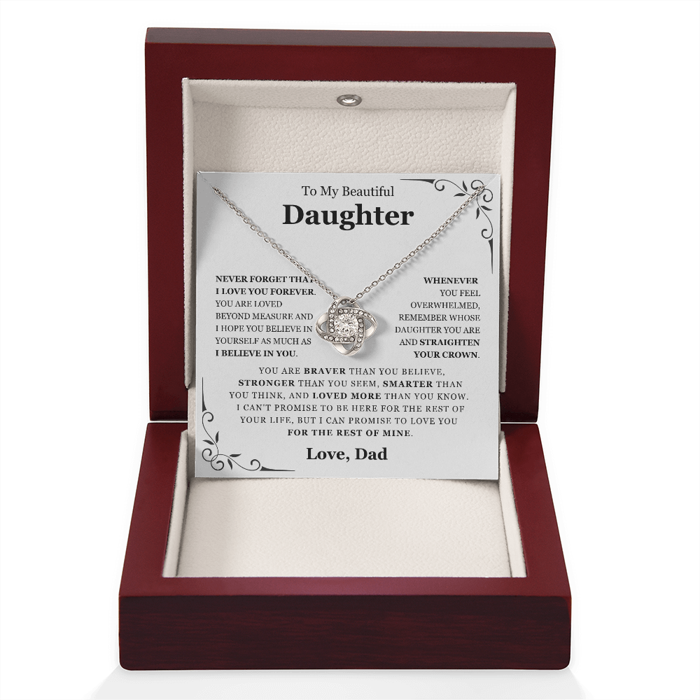 To My Daughter from Dad - Love Knot Necklace - Love You Forever Message Card Gift