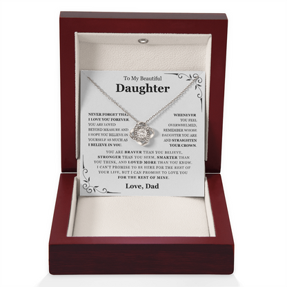 To My Daughter from Dad - Love Knot Necklace - Love You Forever Message Card Gift