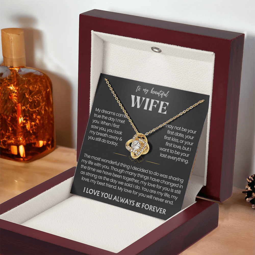 To My Wife - Love Heart Necklace - My Love for You Will Never End Message Card Gift
