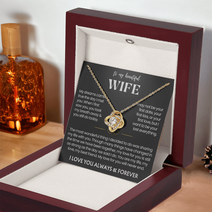 To My Wife - Love Heart Necklace - My Love for You Will Never End Message Card Gift