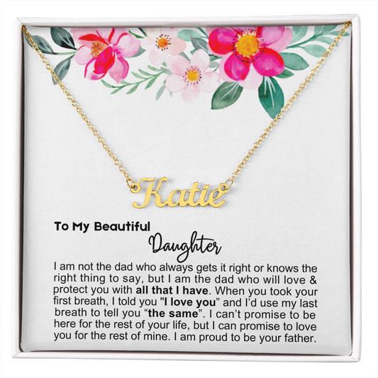 You Will Always Be My Little Girl - Custom Name Necklace Gift for Daughter from Dad