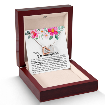 To My Granddaughter - Linked Hearts Necklace - You Are Never Alone Message Card Gift
