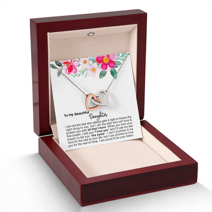 To My Daughter - Linked Hearts Necklace - Proud Father Message Card Gift