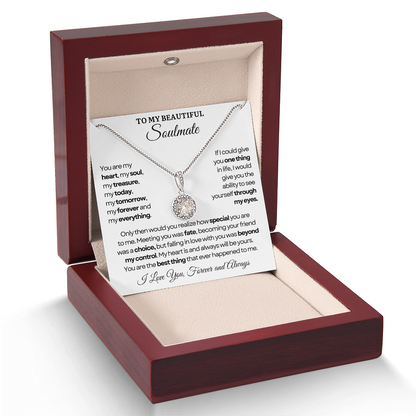 To My Soulmate Necklace - Eternal Love Necklace - You Are The Best Thing Message Card Gift