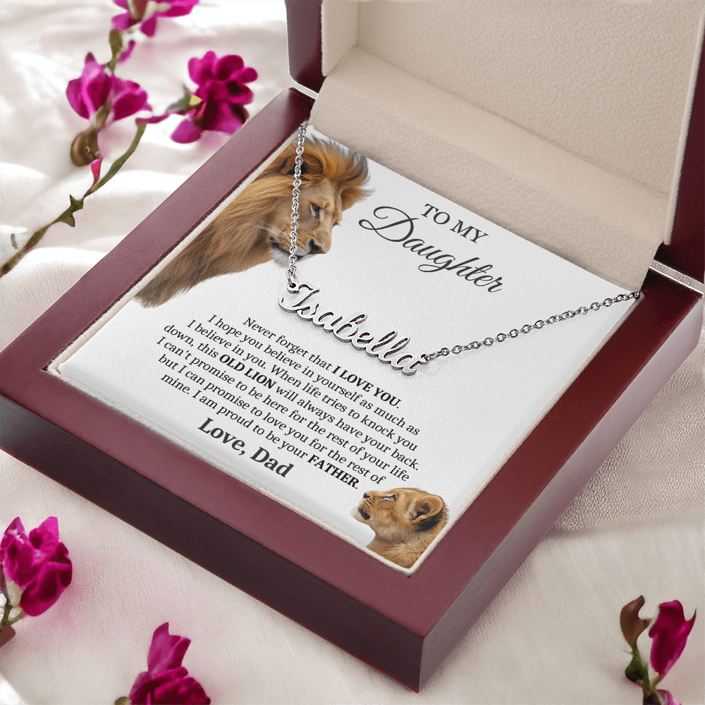 This Old Lion Will Always Have Your Back - Custom Name Necklace Gift for Daughter from Dad