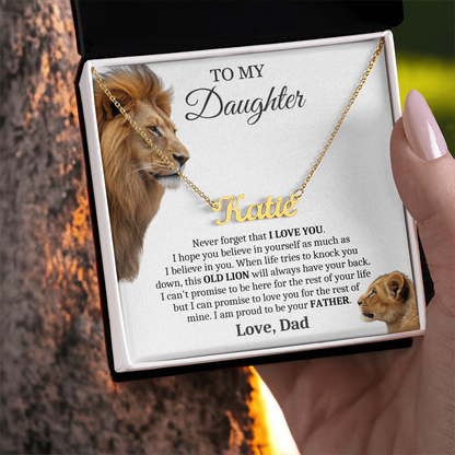 This Old Lion Will Always Have Your Back - Custom Name Necklace Gift for Daughter from Dad