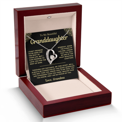 To My Granddaughter Necklace - Love Heart Necklace - I Am So Proud Of You Message Card Jewelry Gift