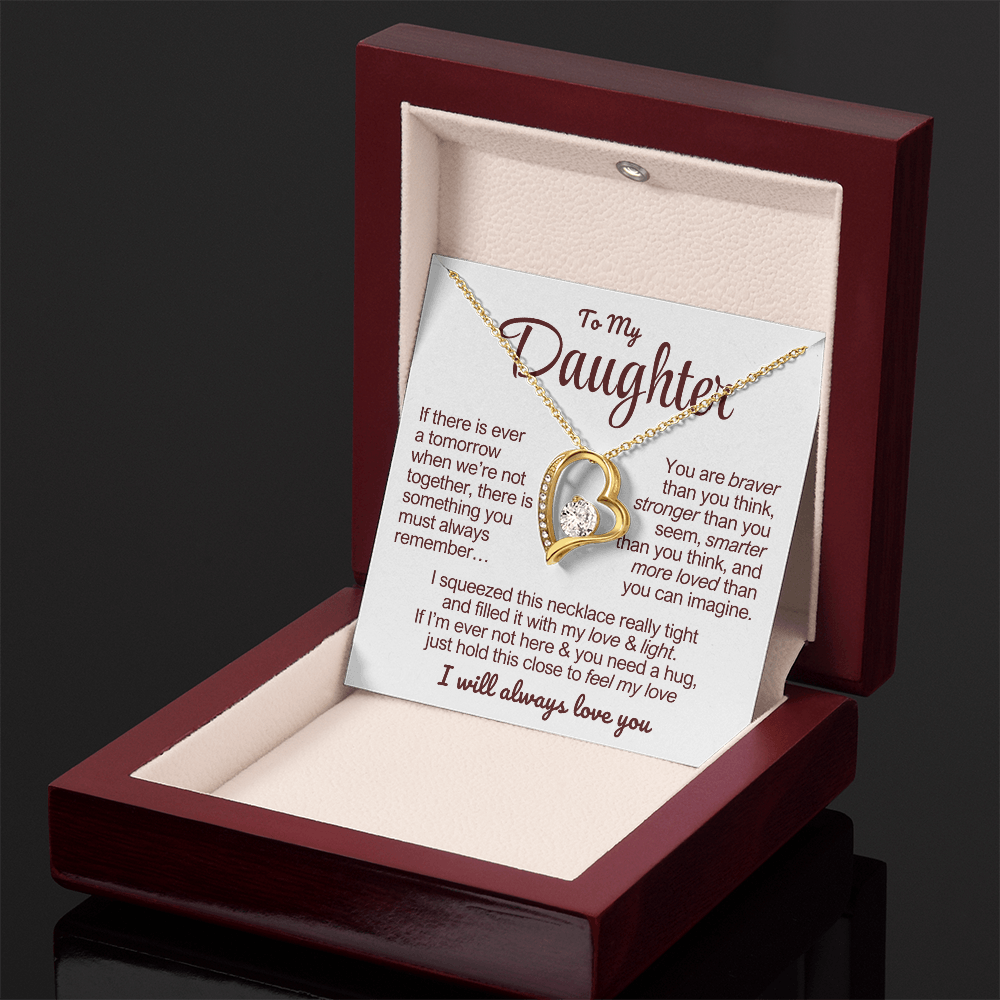 To My Daughter Necklace - Love Heart Necklace - Feel My Love Message Card Gift