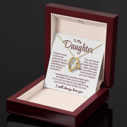 To My Daughter Necklace - Love Heart Necklace - Feel My Love Message Card Gift