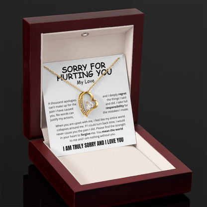 To My Love - Love Heart Necklace - I Am Sorry Message Card Gift