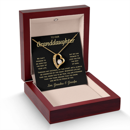 To Our Granddaughter Necklace from Dad - Love Heart Necklace - Message Card Jewelry Gift