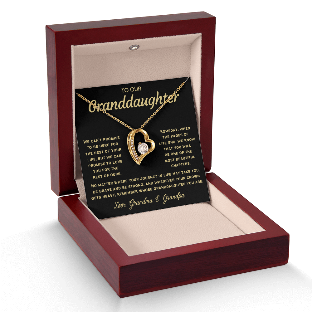 To My Granddaughter Necklace - Love Heart Necklace - Message Card Jewelry Gift