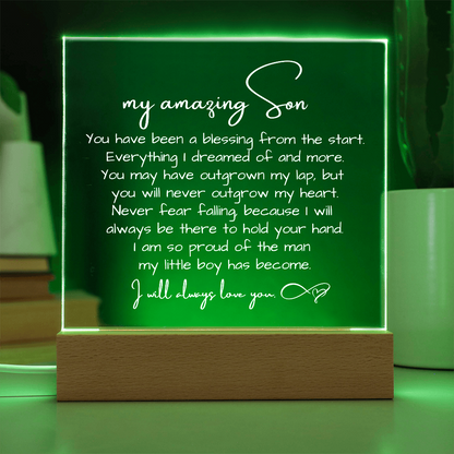 To My Son - Acrylic Plaque Nightlight LED Lamp Heartfelt Message gift