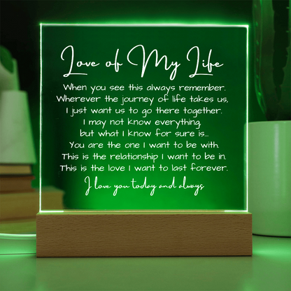 To My Soulmate - Acrylic Plaque Nightlight LED Lamp Anniversary Valentine Message gift