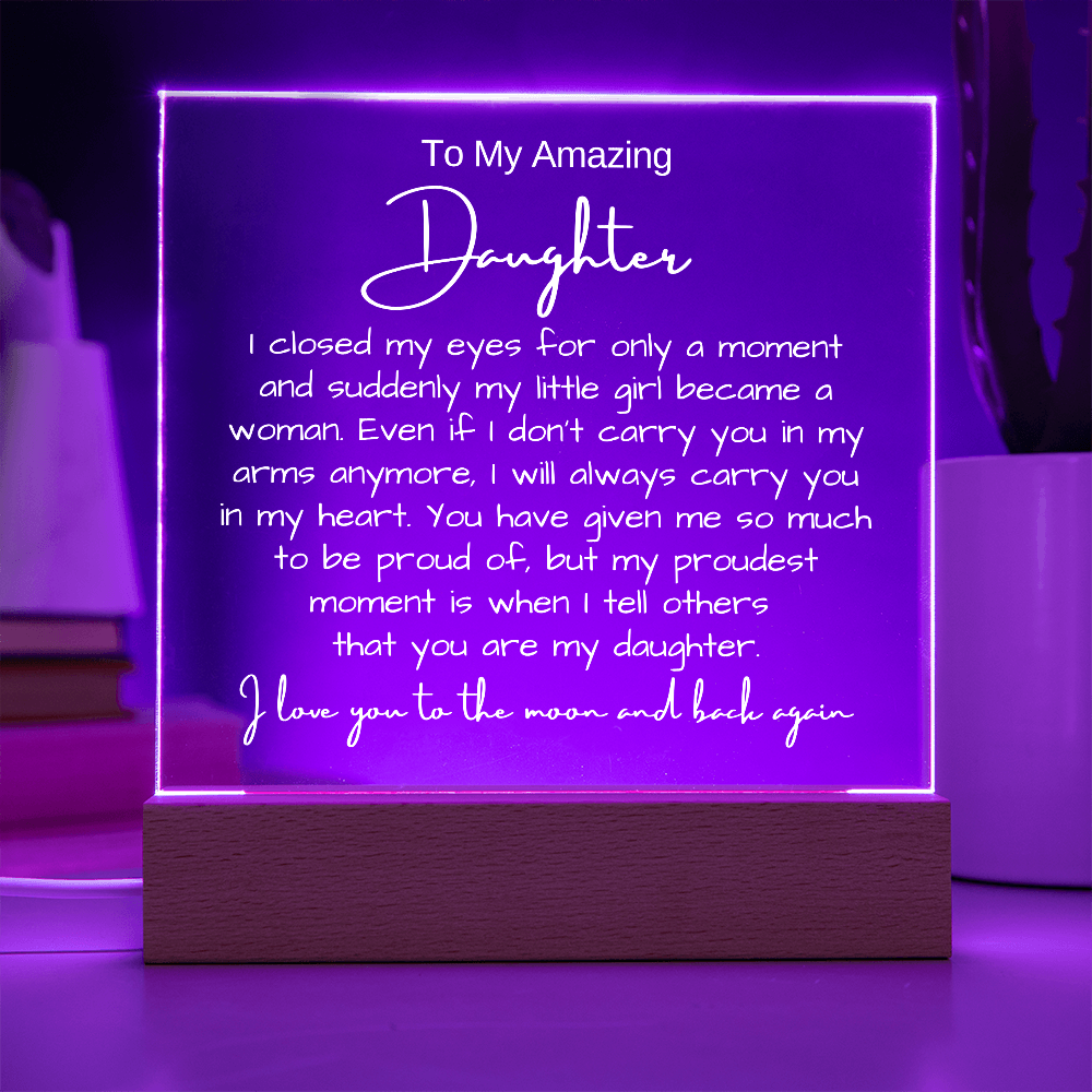 To My Daughter - Acrylic Plaque Nightlight LED Lamp Heartfelt Message gift