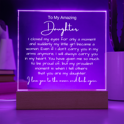 To My Daughter - Acrylic Plaque Nightlight LED Lamp Heartfelt Message gift