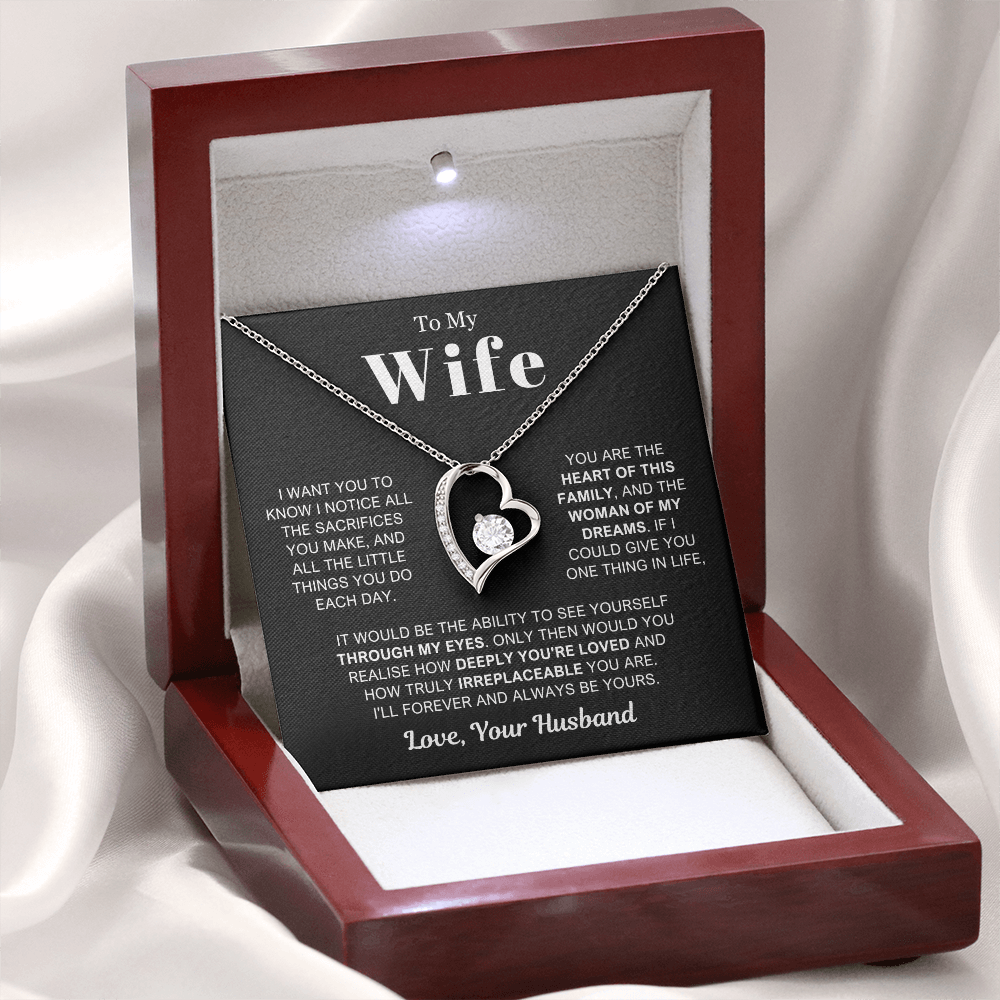To My Wife - Love Heart Necklace - Woman of My Dreams Valentine's Day Gift