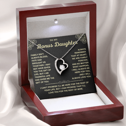 At Heart We Are Family Forever - Necklace Gift for Bonus Daughter