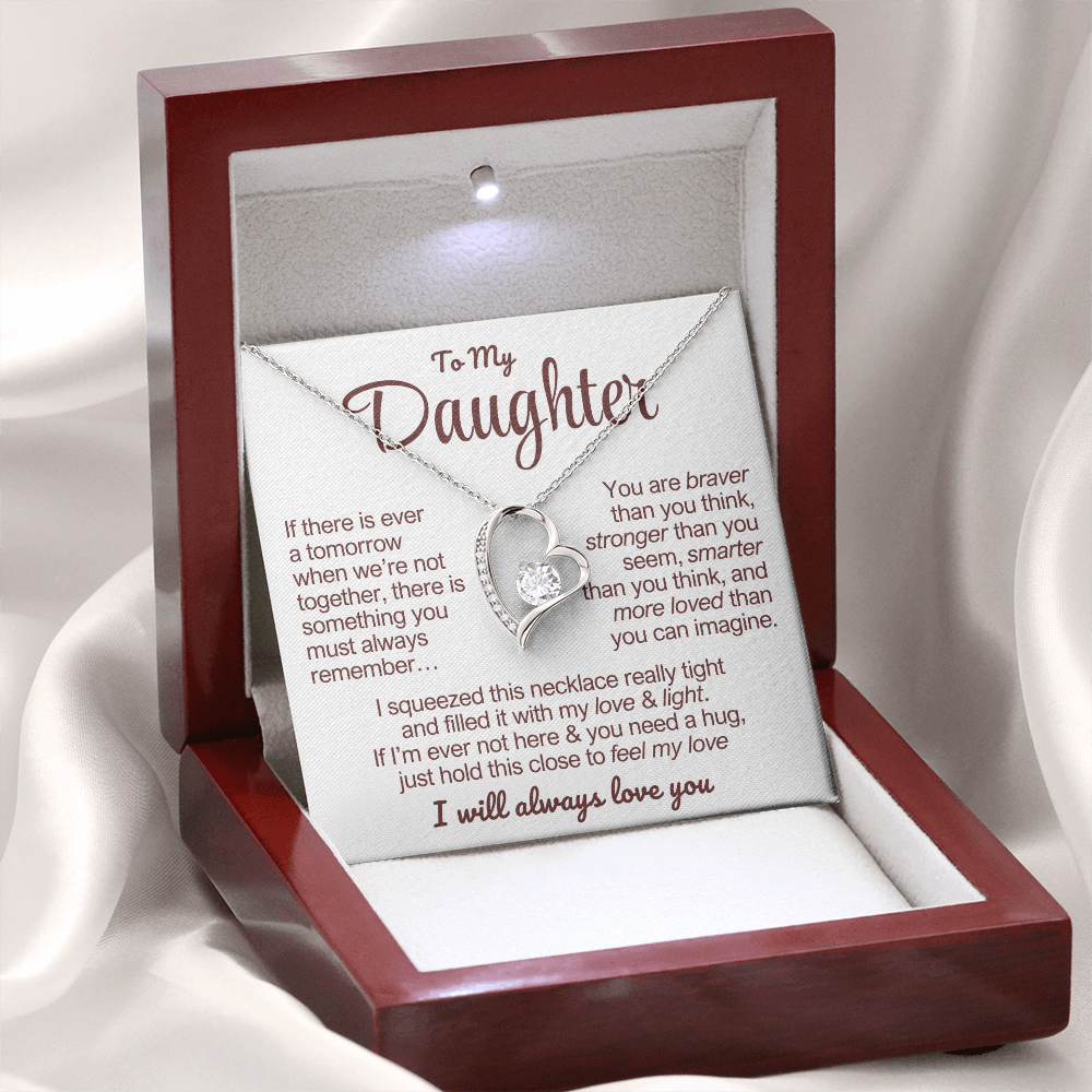 To My Daughter Necklace - Love Heart Necklace - Feel My Love Message Card Gift