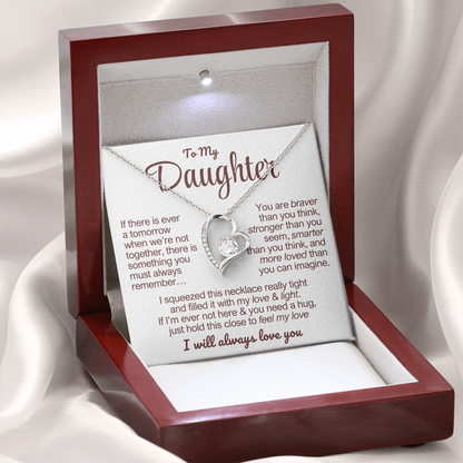 To My Daughter Necklace - Love Heart Necklace - Feel My Love Message Card Gift