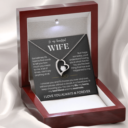 To My Wife - Love Heart Necklace - I Choose You Message Card Gift
