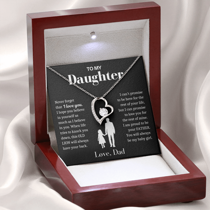 To My Daughter - Love Heart Necklace - Always My Baby Girl Gift from Dad