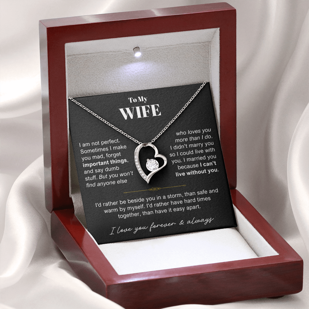 To My Wife - Love Heart Necklace - Rather Be Beside You Valentine's Day Gift