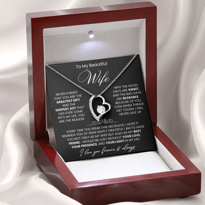 To My Wife - Love Heart Necklace - You Are the Greatest Gift from Husband