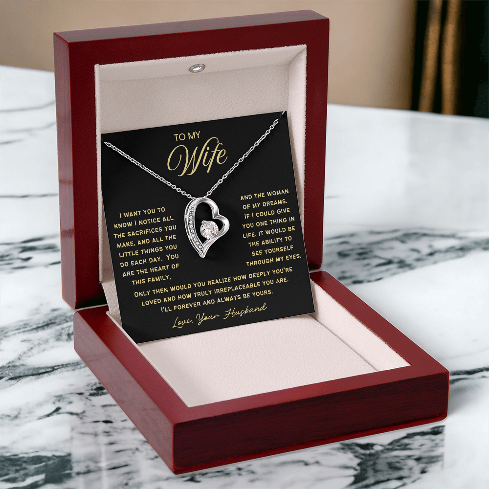 To My Wife - Love Heart Necklace - You Are Irreplaceable Valentine's Day Gift