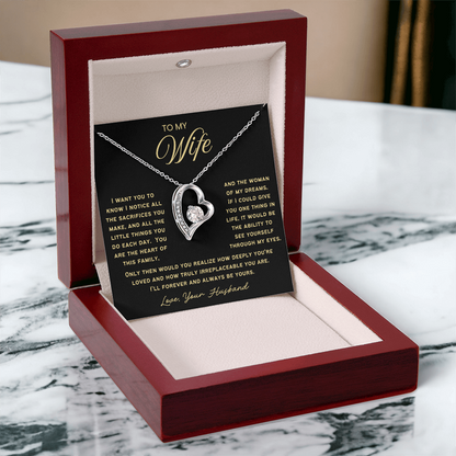 To My Wife - Love Heart Necklace - You Are Irreplaceable Valentine's Day Gift