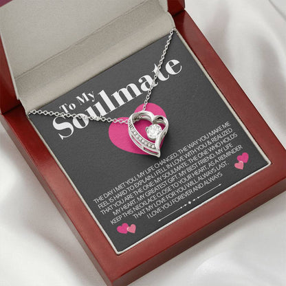 To My Soulmate - Love Heart Necklace - Love You Always Message Card Gift