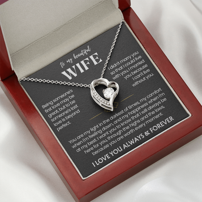 To My Wife - Love Heart Necklace - You Are Worth Every Moment Message Card Gift from Husband