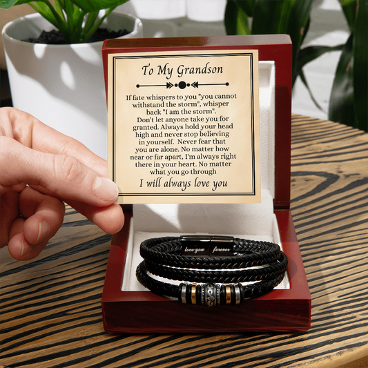 To My Grandson - Love You Forever Bracelet - I Am the Storm Message Card Gift