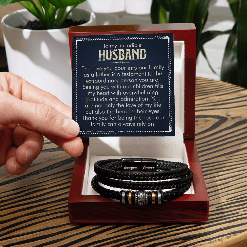 To My Husband - Love You Forever Bracelet - You Are My Rock Gift