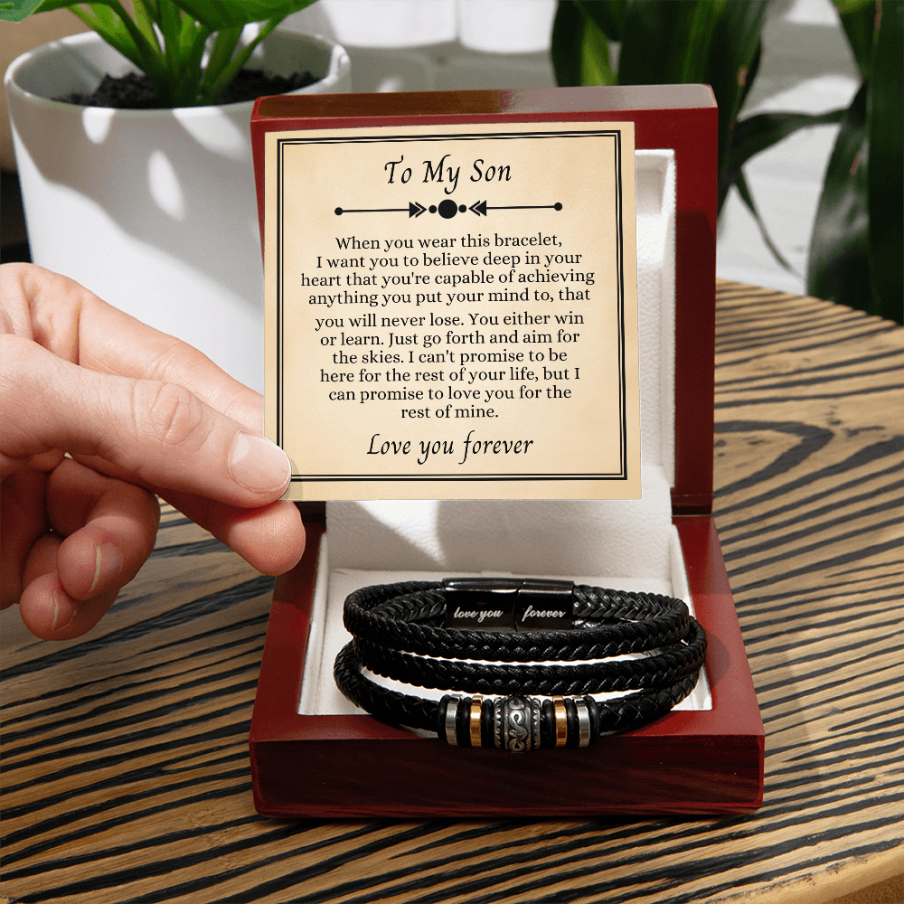 To My Son - Love You Forever Bracelet - I Am the Storm Message Card Gift
