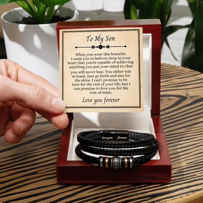 To My Son - Love You Forever Bracelet - I Am the Storm Message Card Gift