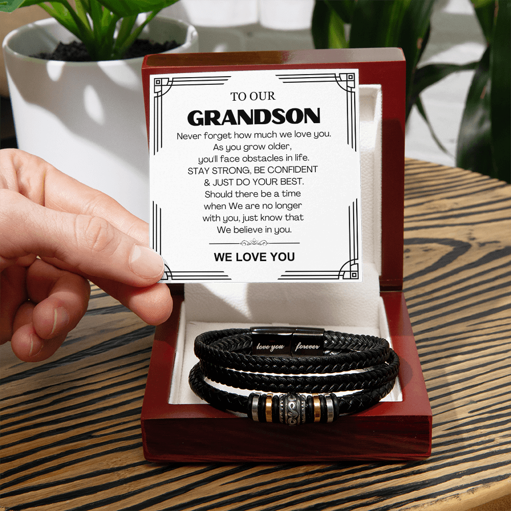To Our Grandson - Love You Forever Bracelet - We Believe In You Message Card Gift