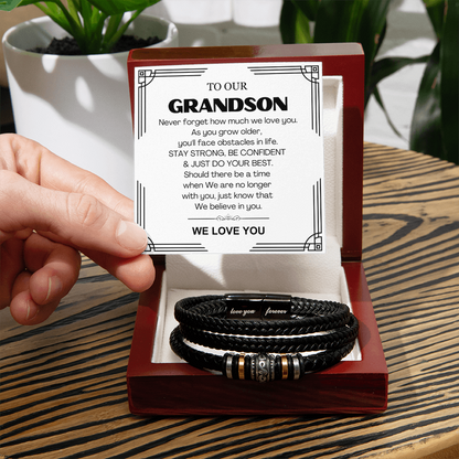 To Our Grandson - Love You Forever Bracelet - We Believe In You Message Card Gift