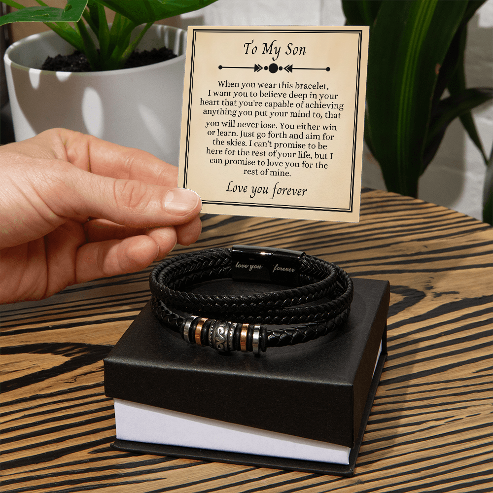 To My Son - Love You Forever Bracelet - I Am the Storm Message Card Gift