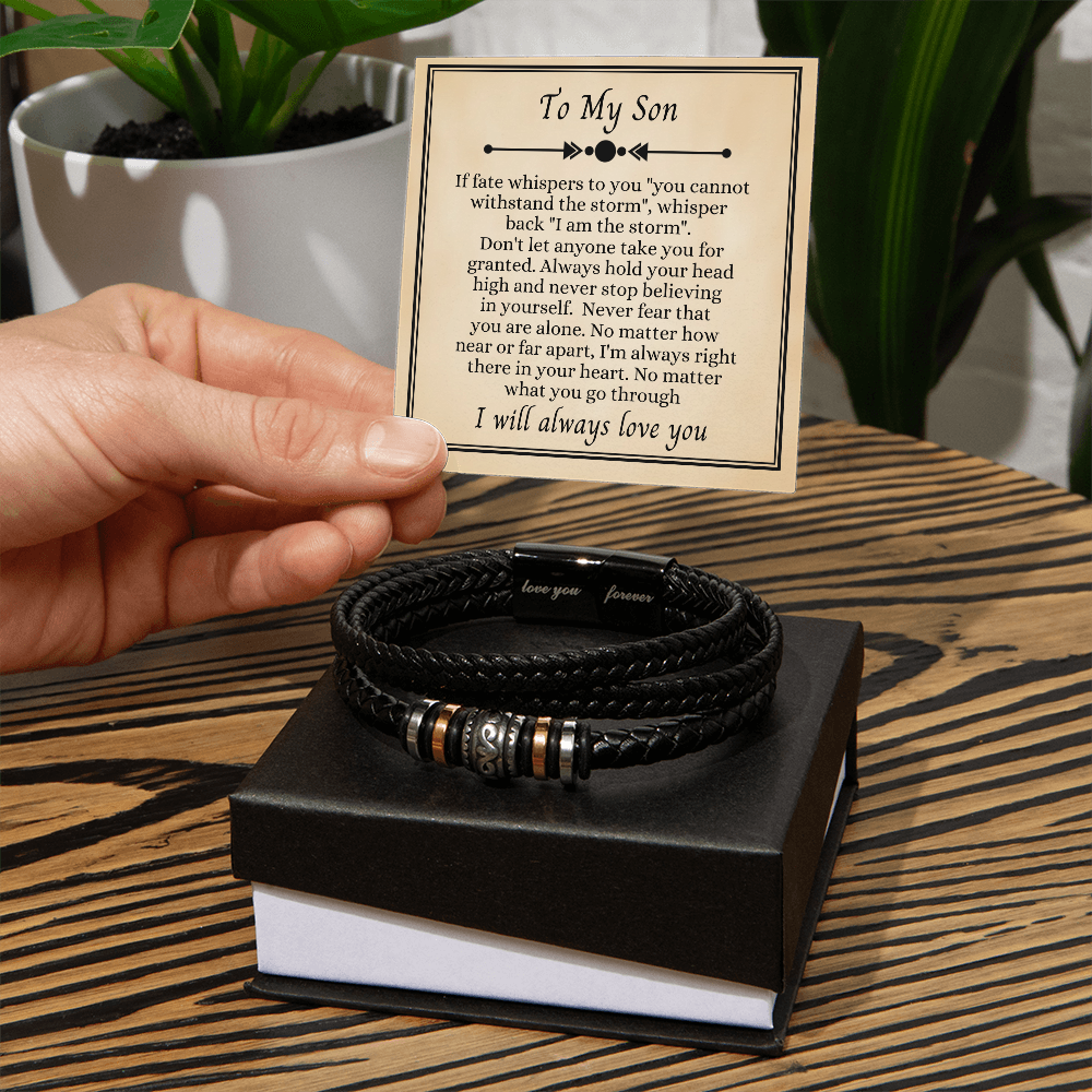 To My Son - Love You Forever Bracelet - I Am the Storm Message Card Gift