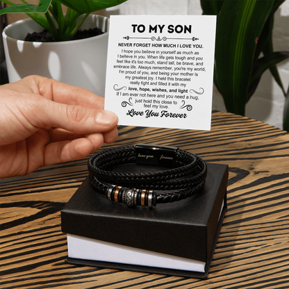 To My Son - Love You Forever Bracelet - You Are My World Gift