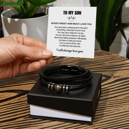 To My Son - Love You Forever Bracelet - Proud Of You Message Card Gift