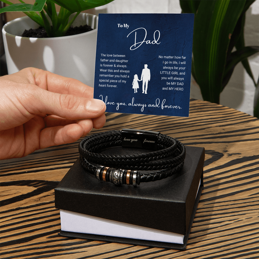 To My Dad - Love You Forever Bracelet - Always My Hero Message Card Gift